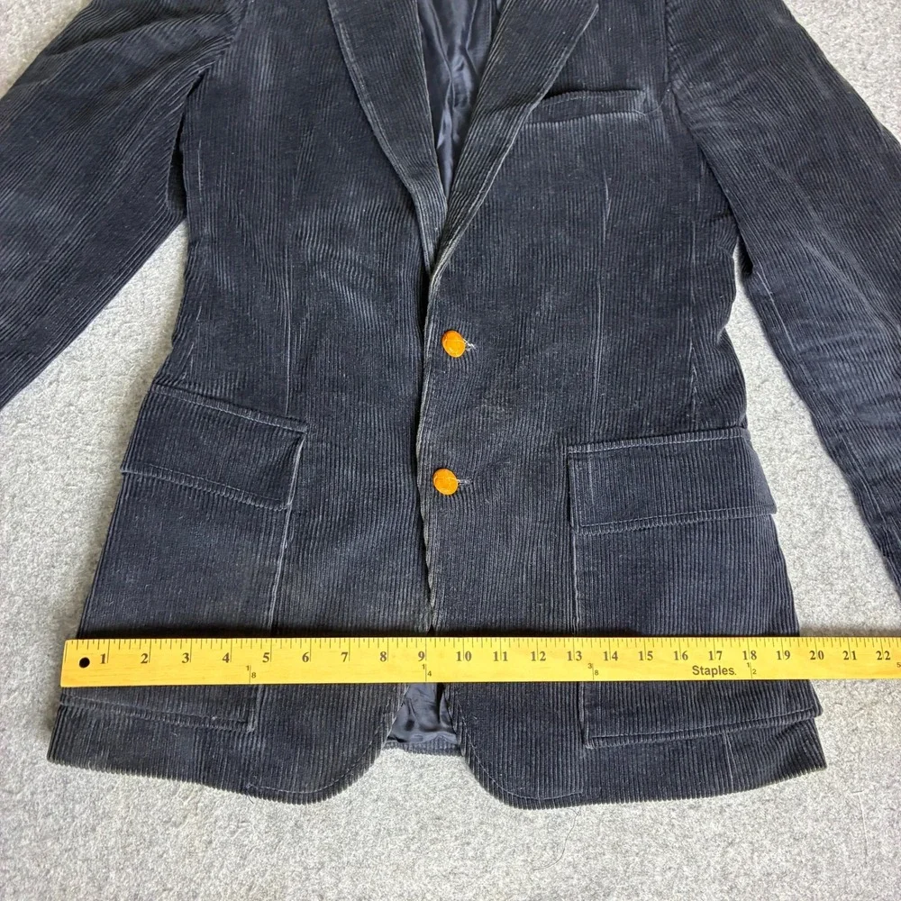 Vintage Jaguar 4/40 Mens 36R Corduroy Blazer Sport Coat Elbow Patches Navy Black